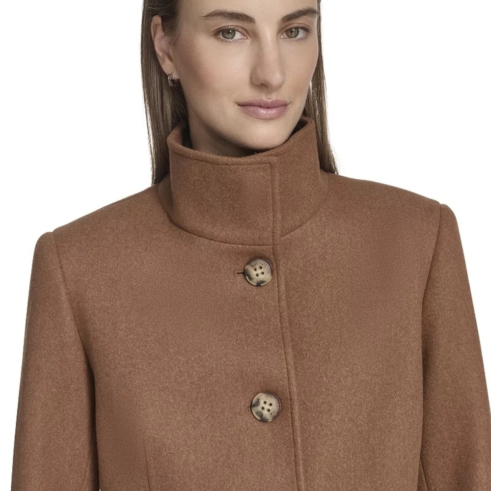 Women's Brown Wool Coat - Picture 4 of 11